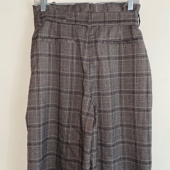 Forever 21 Women's High-Rise Plaid Belted Wide Leg Pants Large - Picture 5 of 6